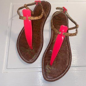 Sam Edelman Gigi Sandals Neon Pink w/ Cork Straps